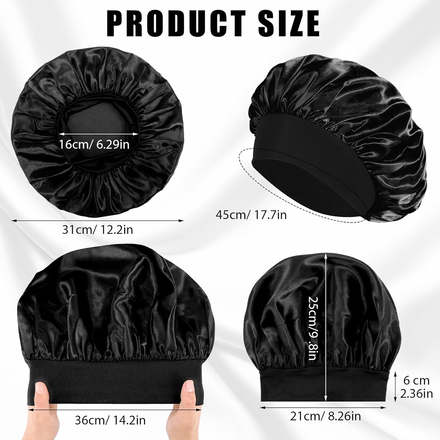 Bonnet satin nuit - élastique, soin cheveux, soie, taille adulte