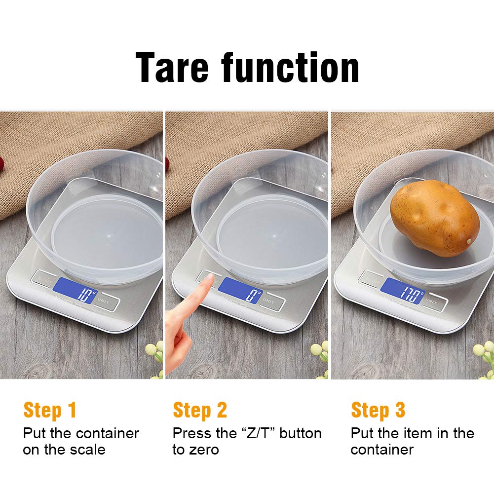 Grifema - GA2002 - balance cuisine, 5000g/1g, inox, 6 unités, écran LCD GA2002