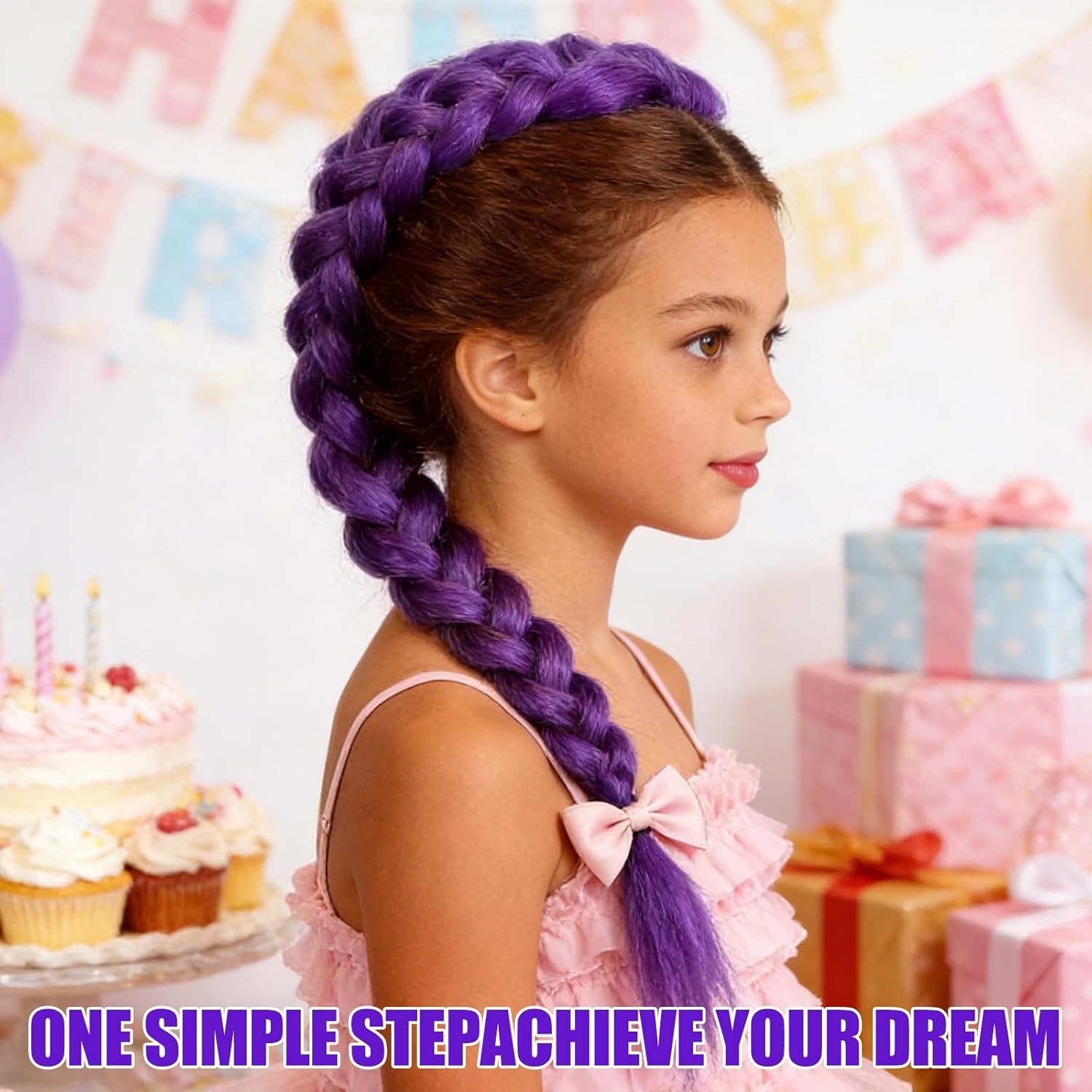 Extension de cheveux tressée violette 26