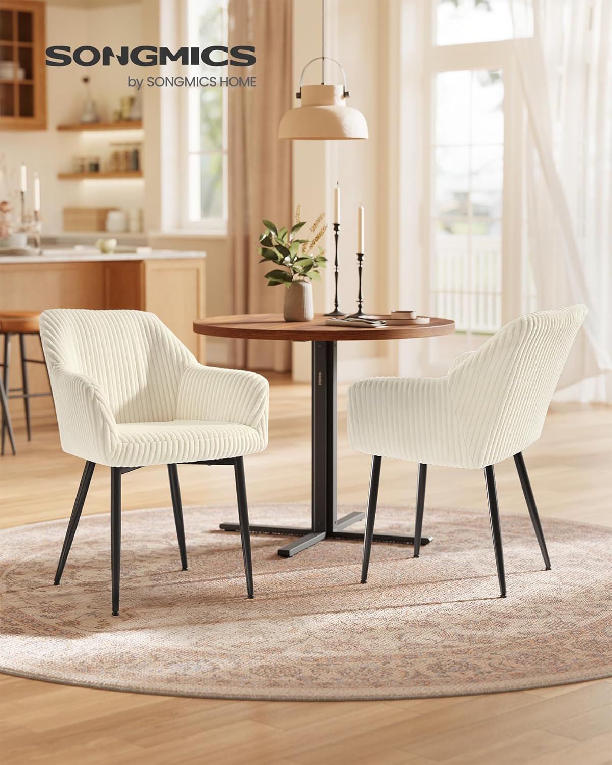 SONGMICS - chaise salle à manger velours, accoudoirs, métal, 120kg, LDC087WD01