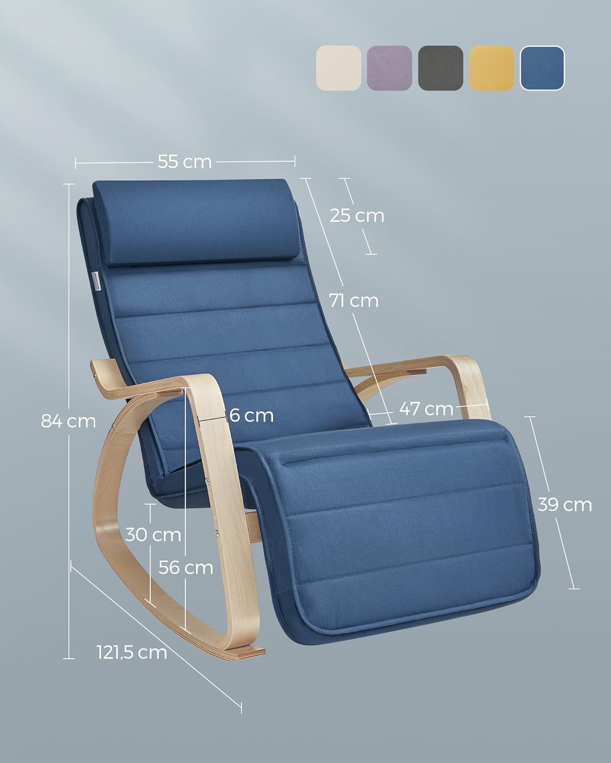 SONGMICS - fauteuil à bascule, bois, 121,5x67x84 cm, 150kg, LYY010QP01