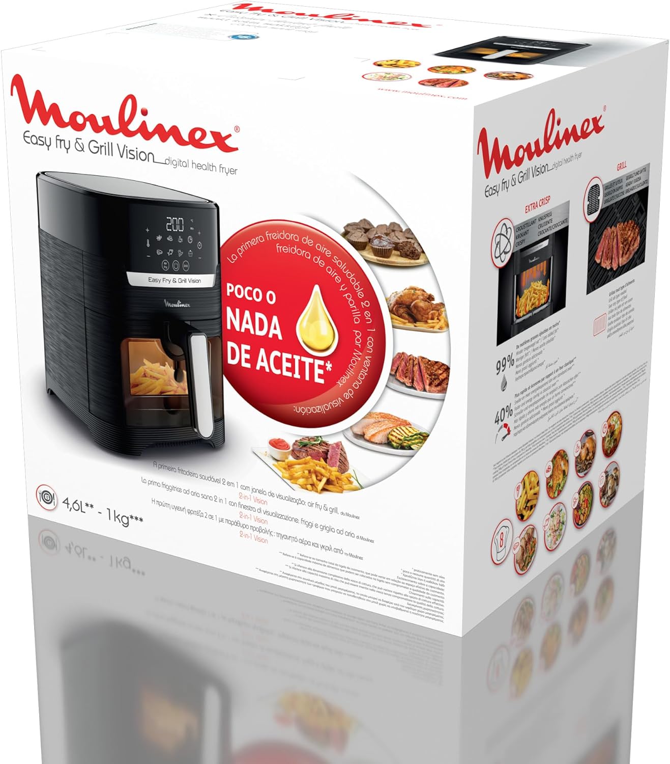 Moulinex - Easy Fry & Grill Vision - 4,6L - friteuse sans huile XL, écran tactile, fenêtre amovible, EZ506820