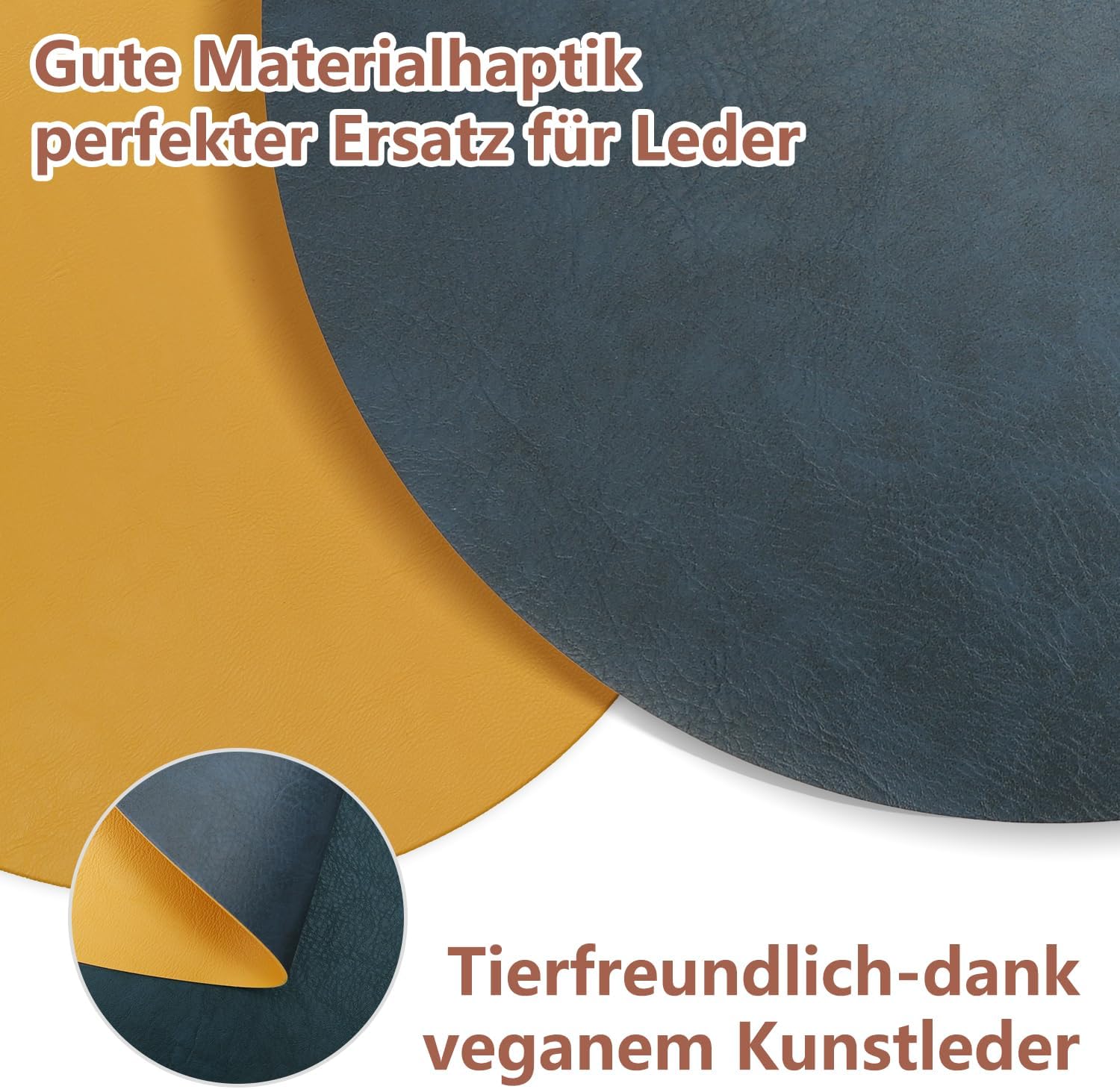 Set de table - lot de 4 en cuir PU, double face, 36x36cm, antidérapant