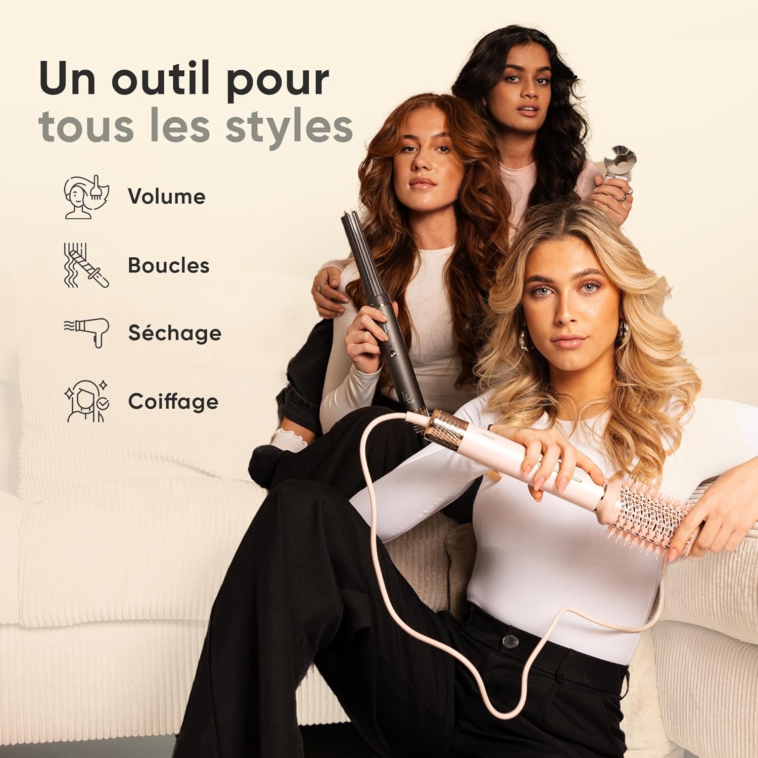 Brosse soufflante - Air Styler luxe - séchage rapide, boucleur, volumateur, lisseur - 135000 RPM