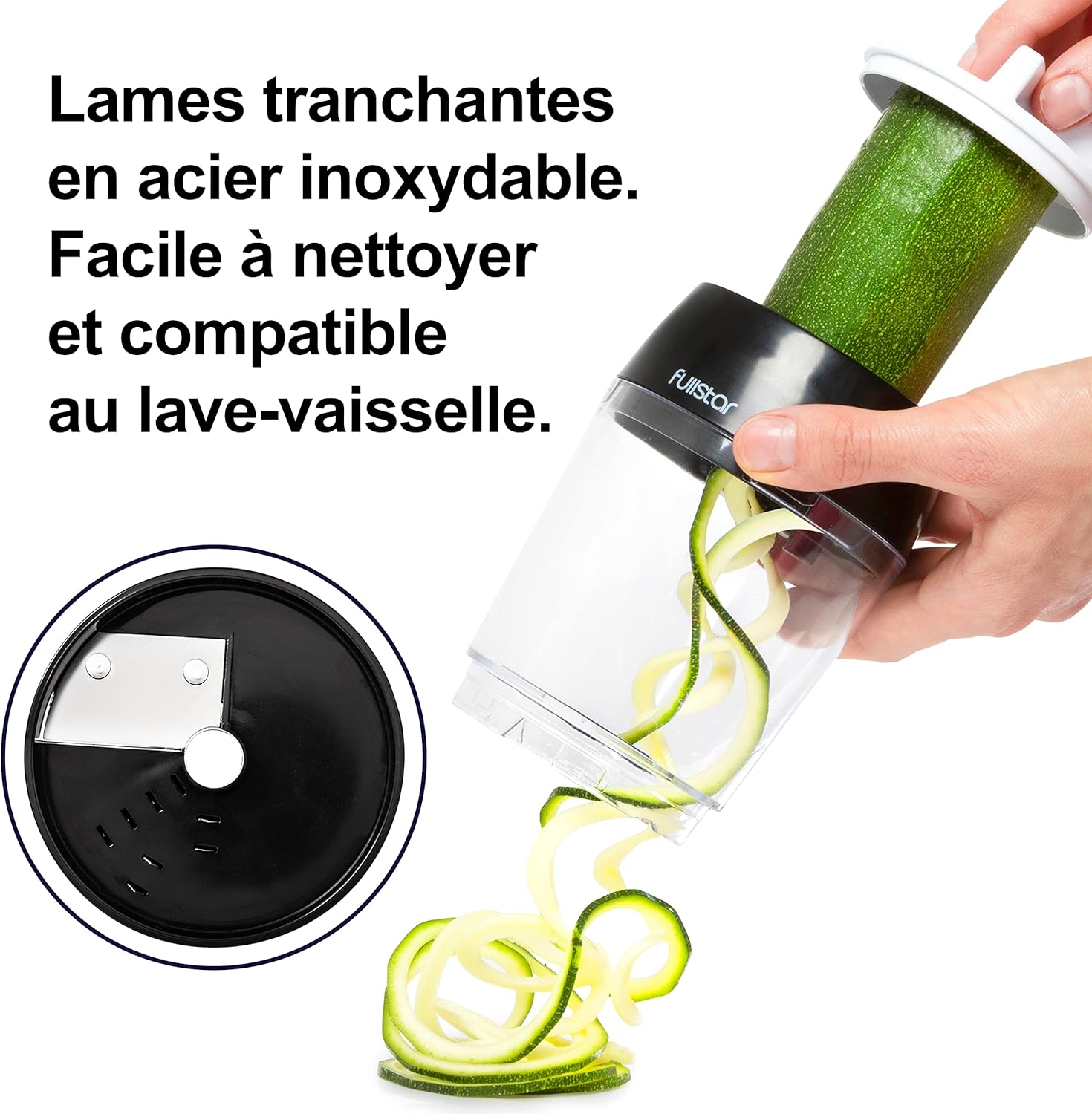 Spiraliseur de légumes manuel, 4-en-1, compact, spaghettis, multifonction