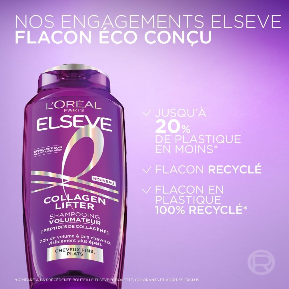 L'Oréal Paris - Elseve Collagen Lifter - 2x250ml - Volumateur cheveux fins sans silicone