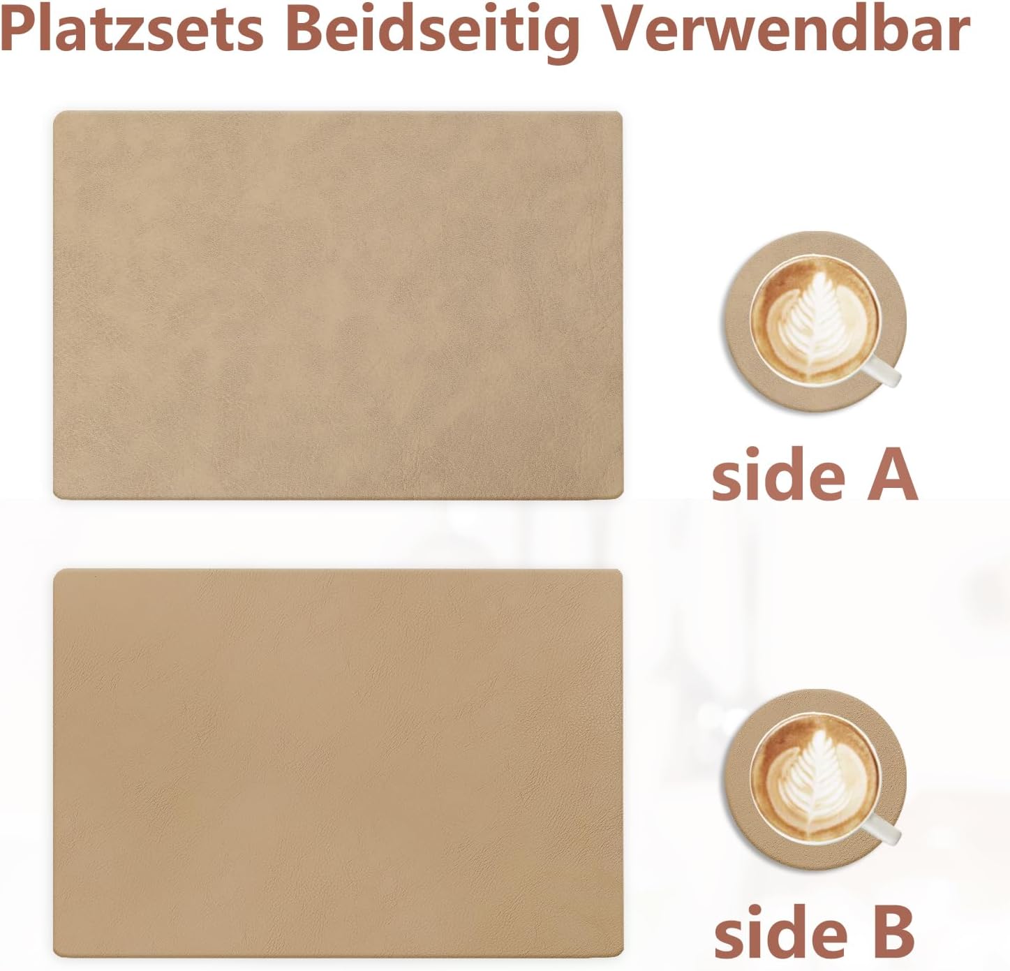 Set de table - Lot de 6, cuir PU double face 43x30cm, lavable antidérapant