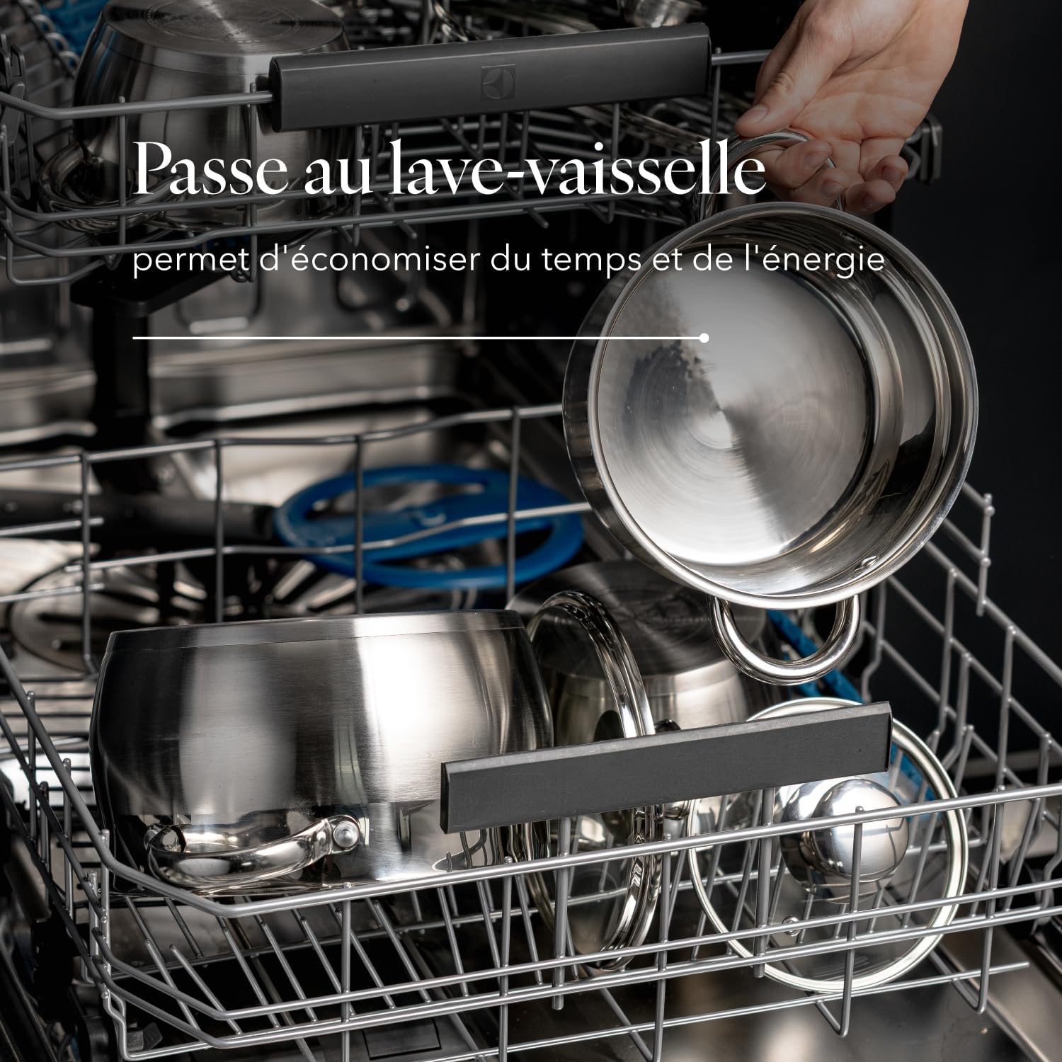 FLORINA - Faitout Oliver 24 cm, inox 6L, couvercle verre, induction