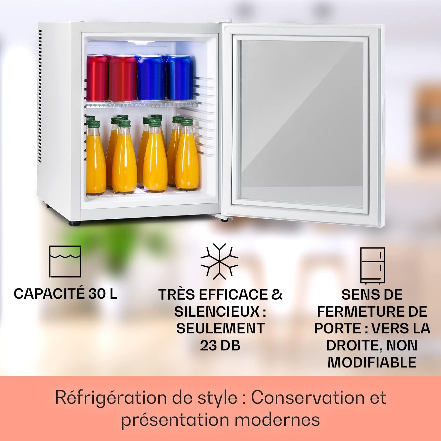 Klarstein - Mini Frigo 32L, silencieux, étagères réglables, 12-18°C
