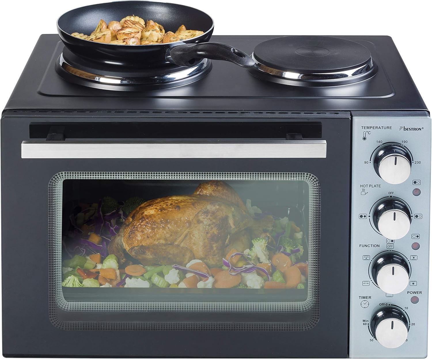 Bestron - cuisinière grill double - 3200W, 230°, chaleur tournante