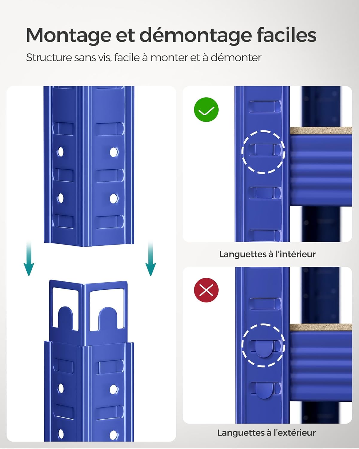 Songmics - étagère à 5 niveaux 50x100x200 cm, capacité 600 kg, GLR050Q02