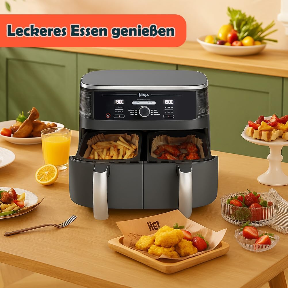 BYKITCHEN - Air Fryer papier cuisson - 220 pièces, compatible Ninja, XL Double Zone, 9.5L, SL400EU