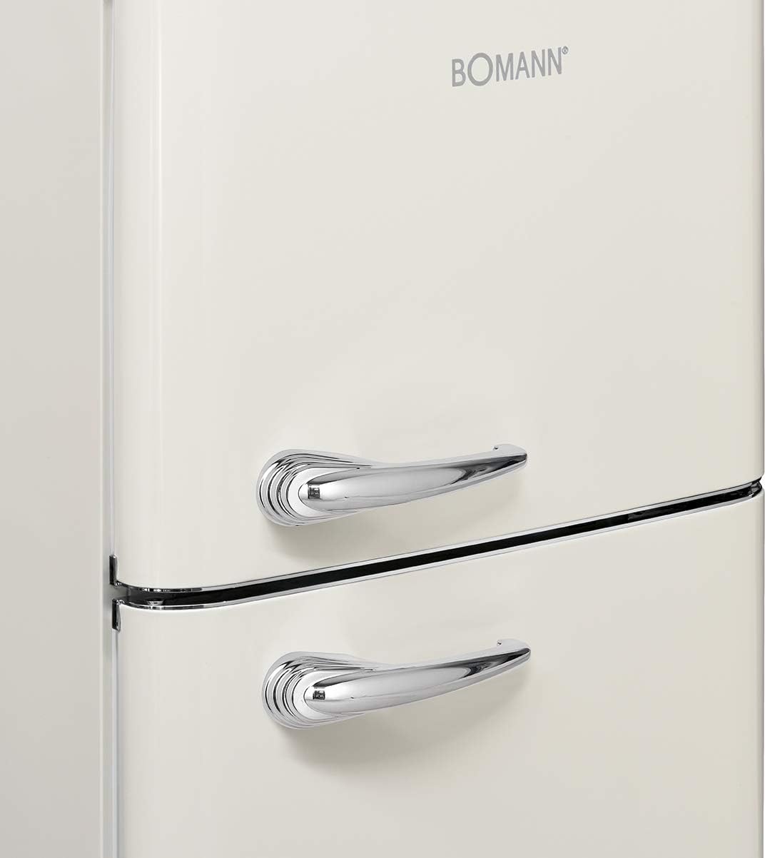 Bomann - DTR 353.1 série rétro - 208L double porte, poignées chromées