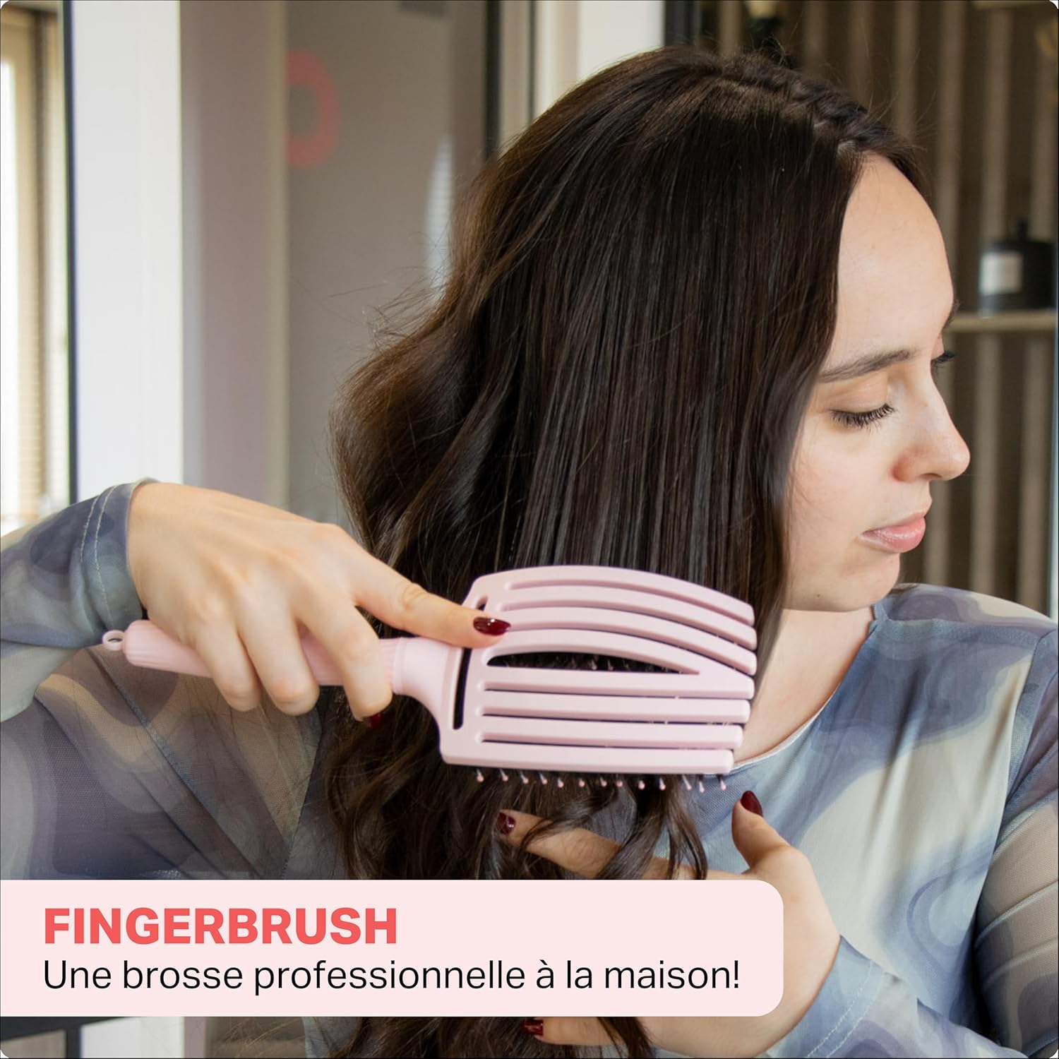 Olivia Garden - Fingerbrush Care Iconic - brosse démêlante - poils sanglier & nylon, brillance et coiffage lisse