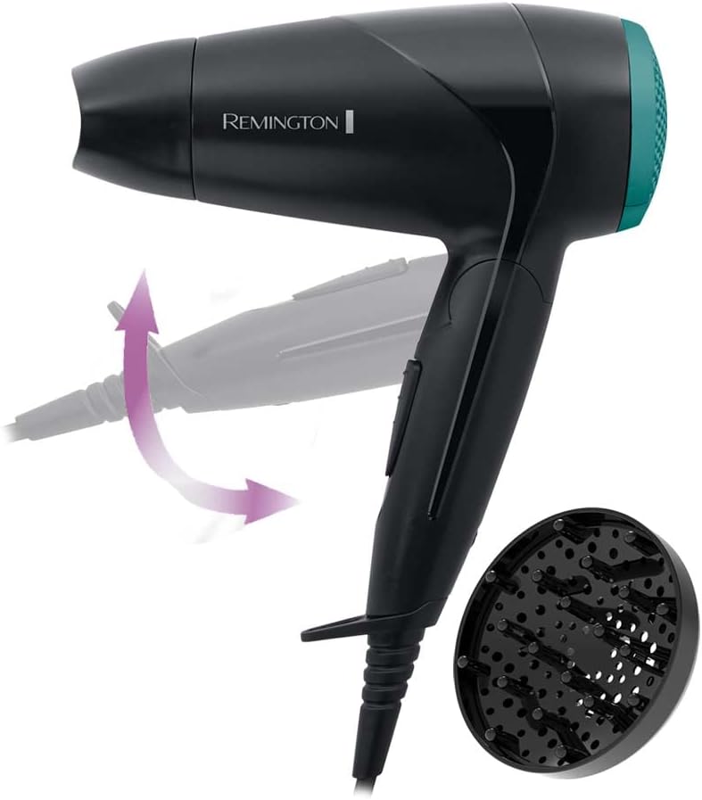 Remington - Sèche-cheveux On the Go, compact, 2000W, 2 températures, D1500