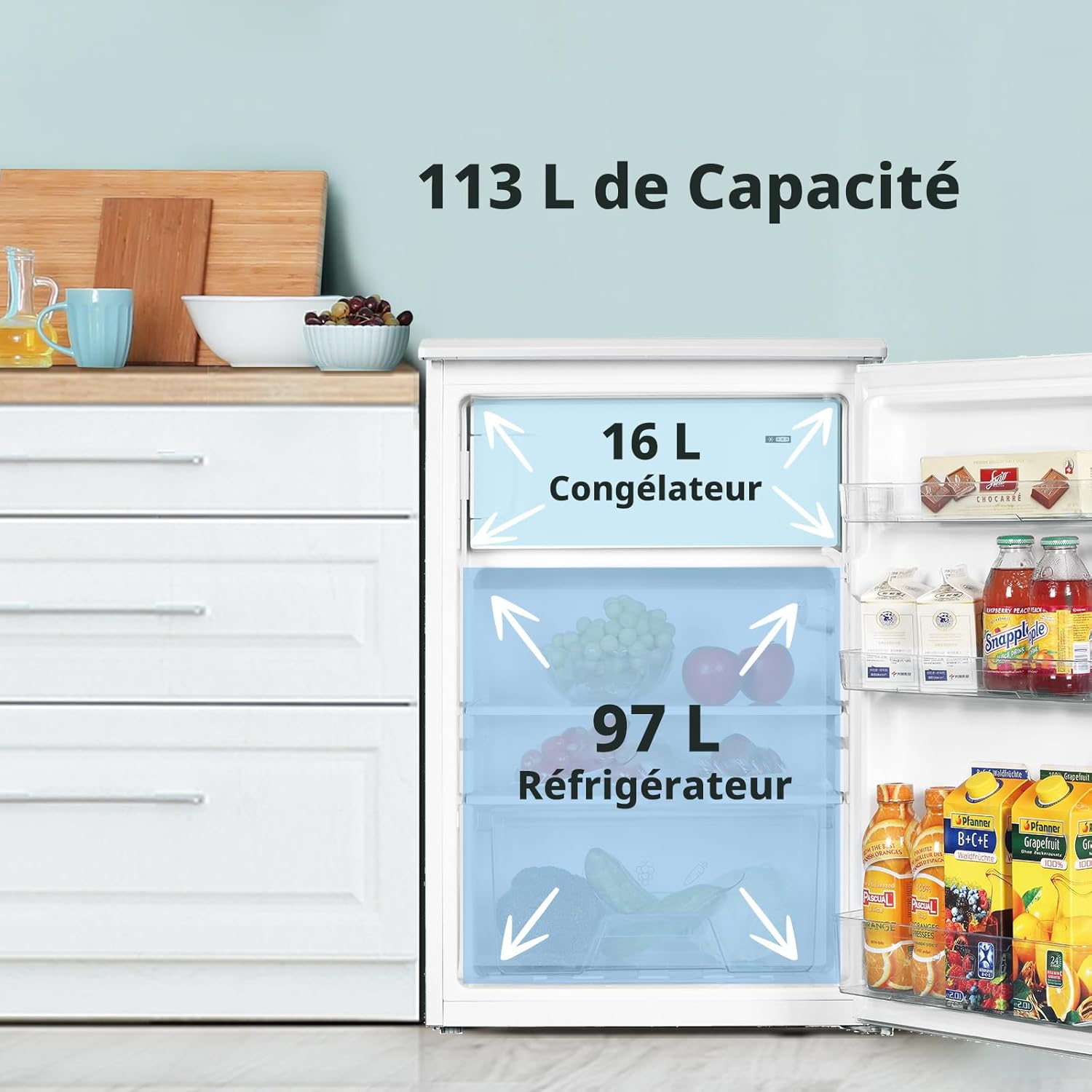 Comfee - réfrigérateur 113L compact, 1 porte, silencieux, congélateur 4* - RCD113WH3EU(E)