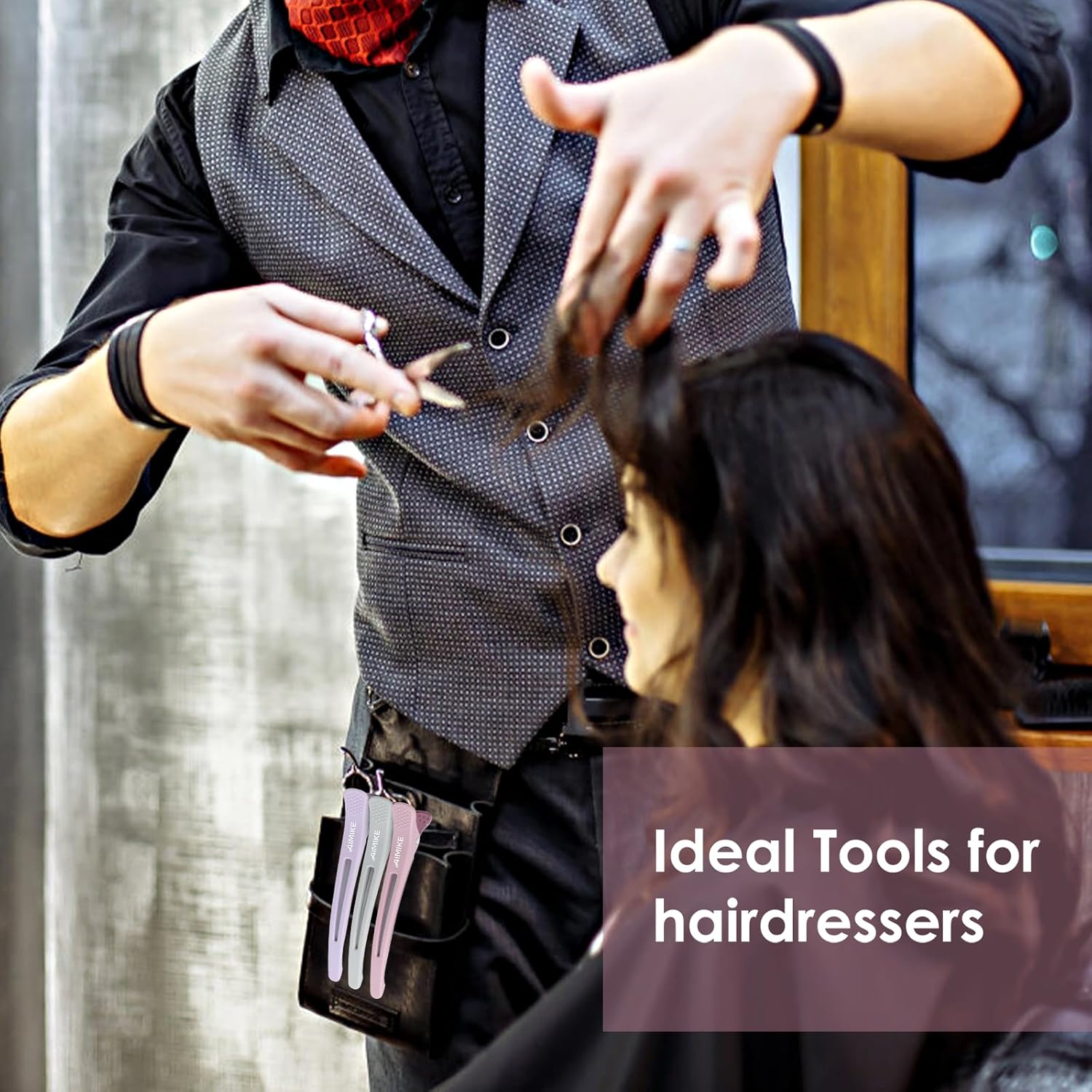 AIMIKE - Pinces crocodile cheveux 4pcs - antidérapantes, sans trace, Morandi