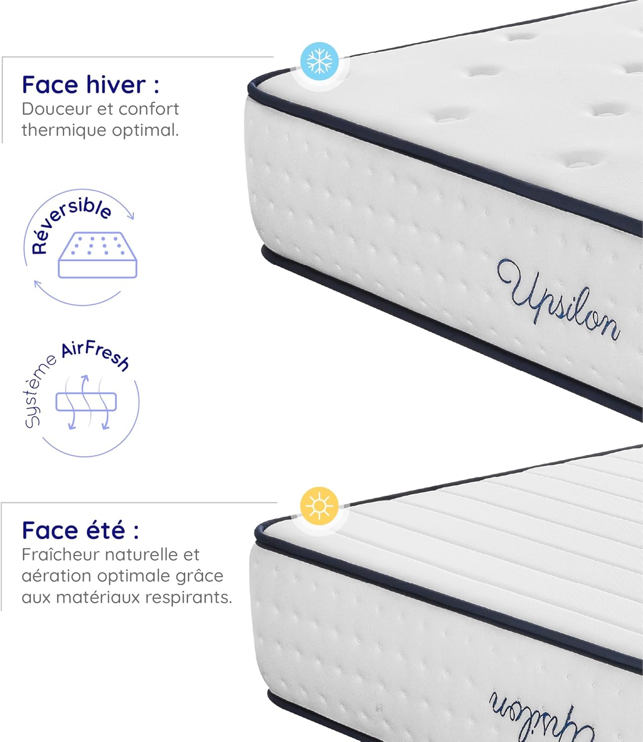 Cosmos - Upsilon - 140x190 cm - Mémoire de forme, ferme, réversible