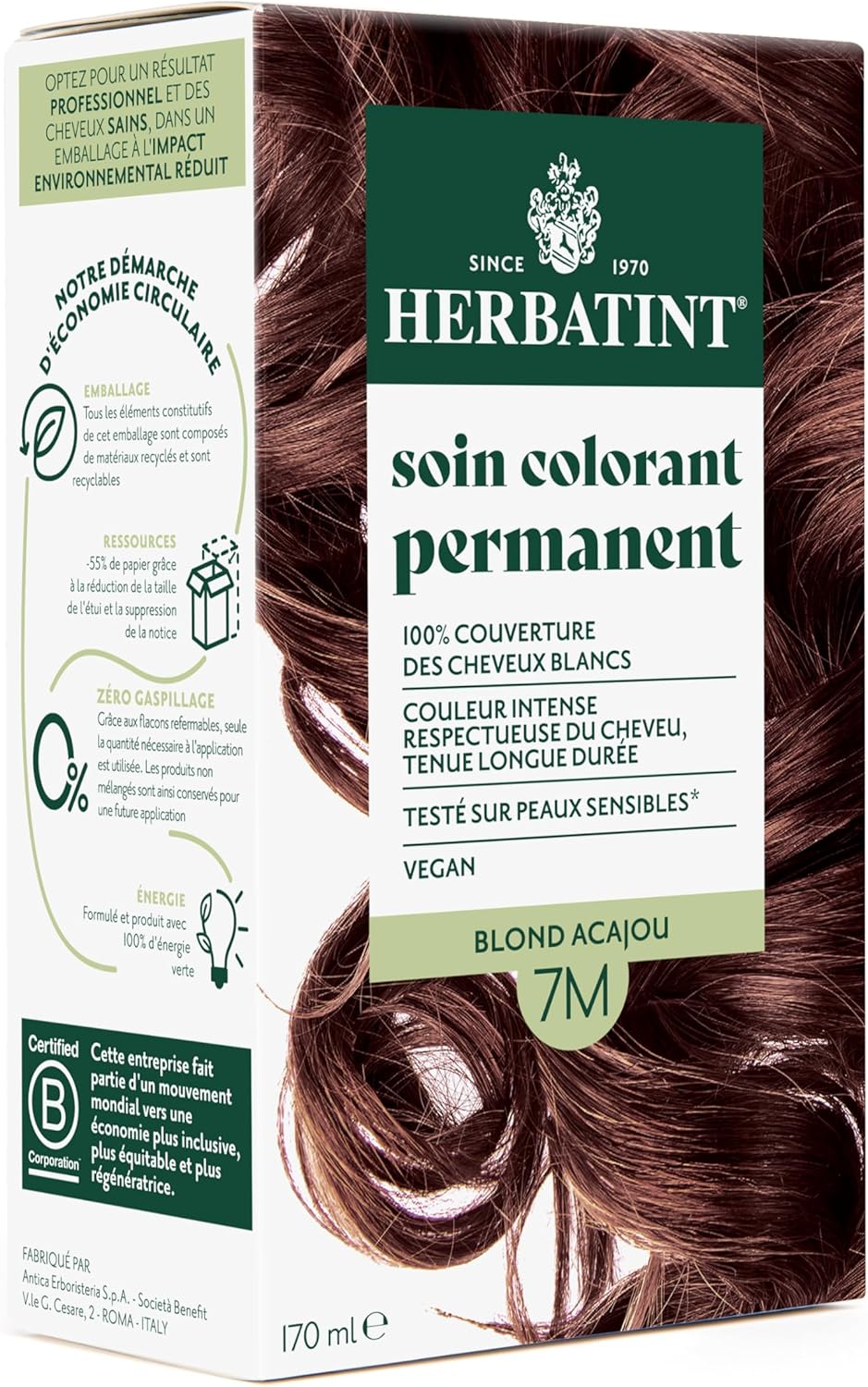 Herbatint - coloration 7M - 170ml - sans ammoniaque, 100% couvrance