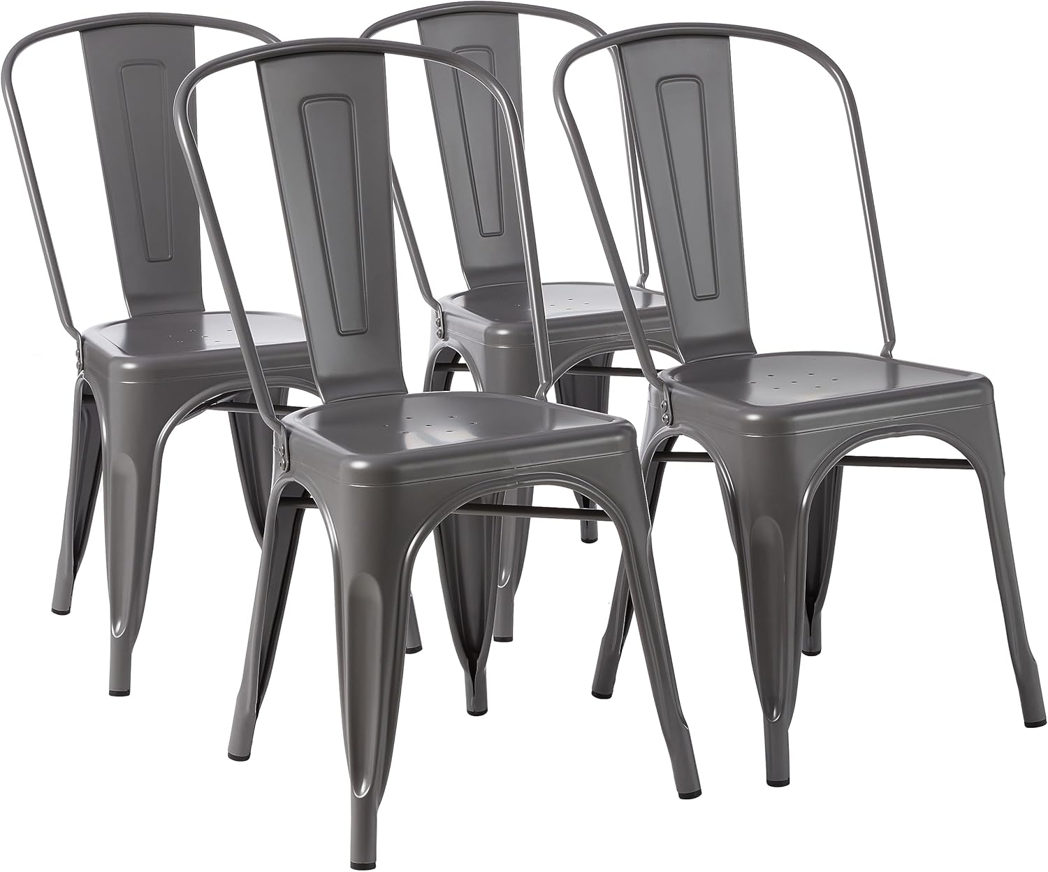 maxii-dealz Basics - lot de 4 chaises empilables métal - 51x43x85 cm - dossier bistrot, intérieur/extérieur