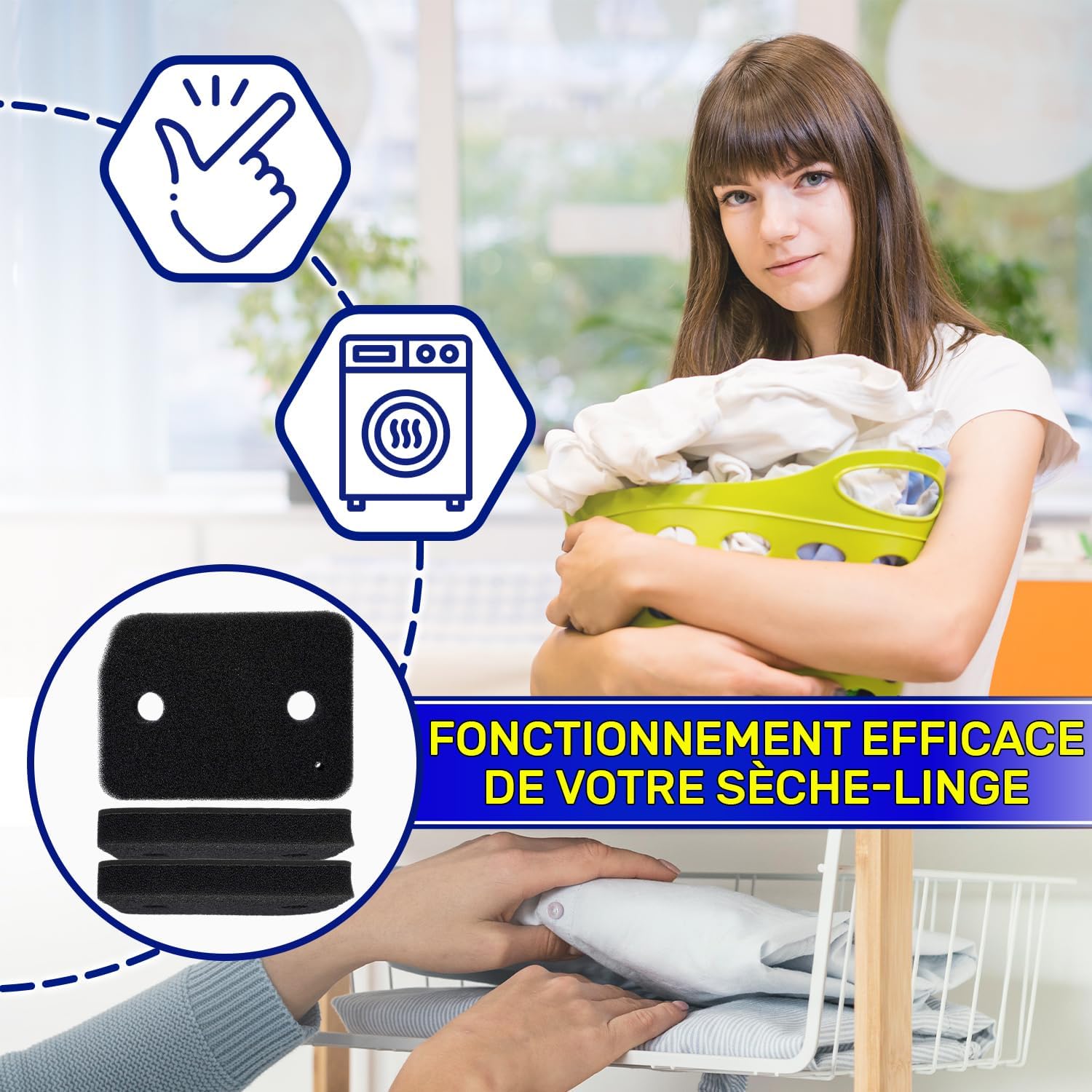 Filtre mousse sèche-linge - 208x155x30mm - compatible Miele 9164761