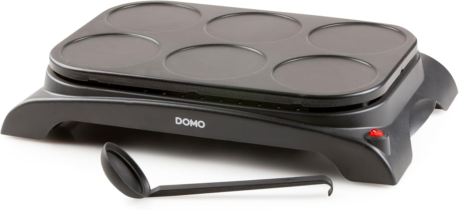 DOMO - Pancake Maker série DO8709P - 6 mini crêpes Ø11,5 cm - louche incluse - DO8709P