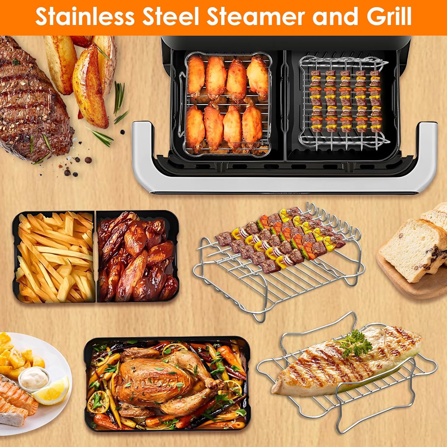 Accessoires Air Fryer - silicone réutilisable, racks, paniers, pour Cosori 10L