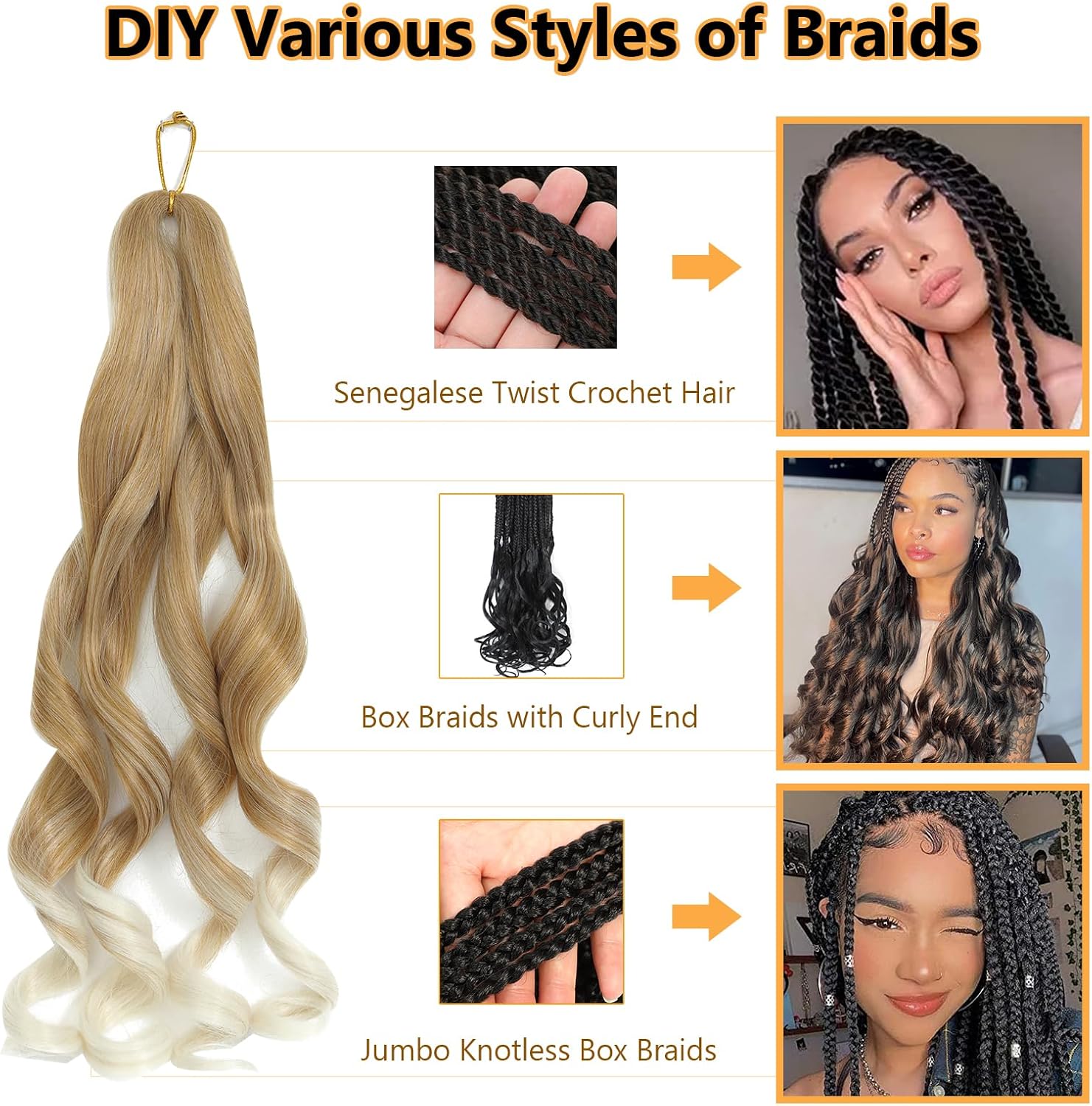 Meches Boucle - French Curl 56cm - 7 Paquets Cheveux Bouclés 27/613