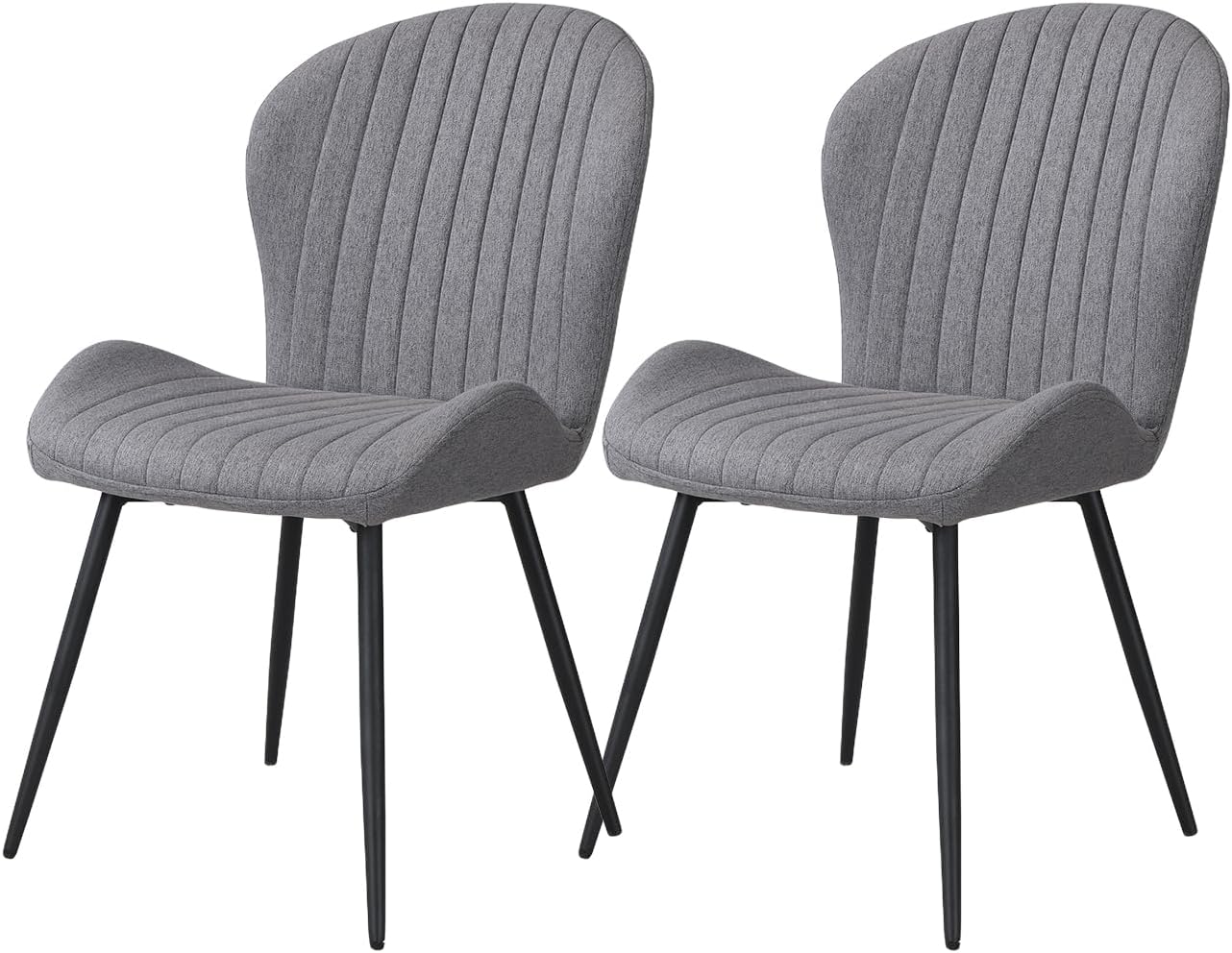 Chaises de salle à manger - lot de 2 - 60x58x83 cm - ergonomiques, accoudoirs, pieds métal, rembourrées, gris foncé