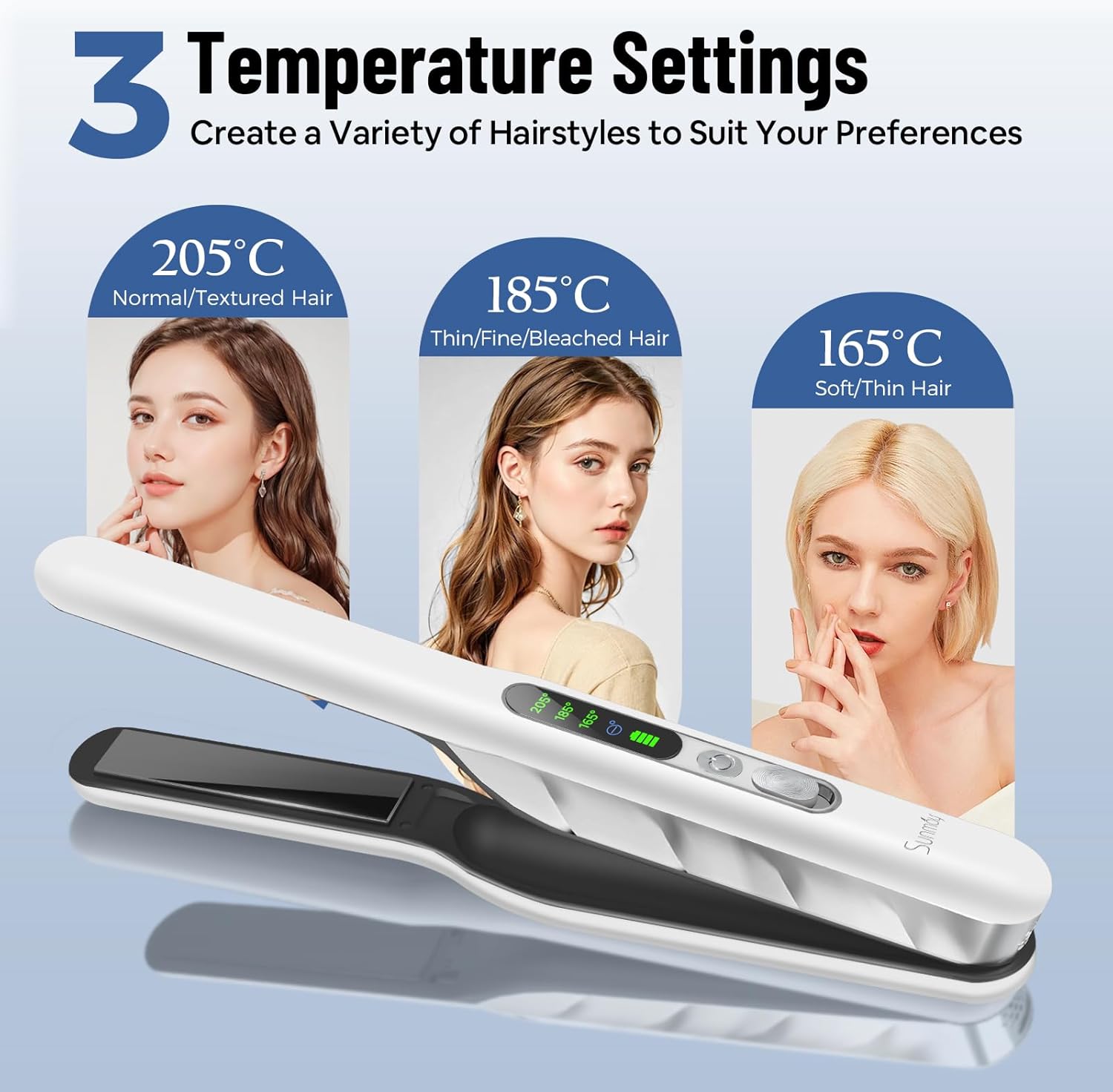 SUNMAY - Voga Plus - lisseur portable titane 20s, ions négatifs, 5000mAh