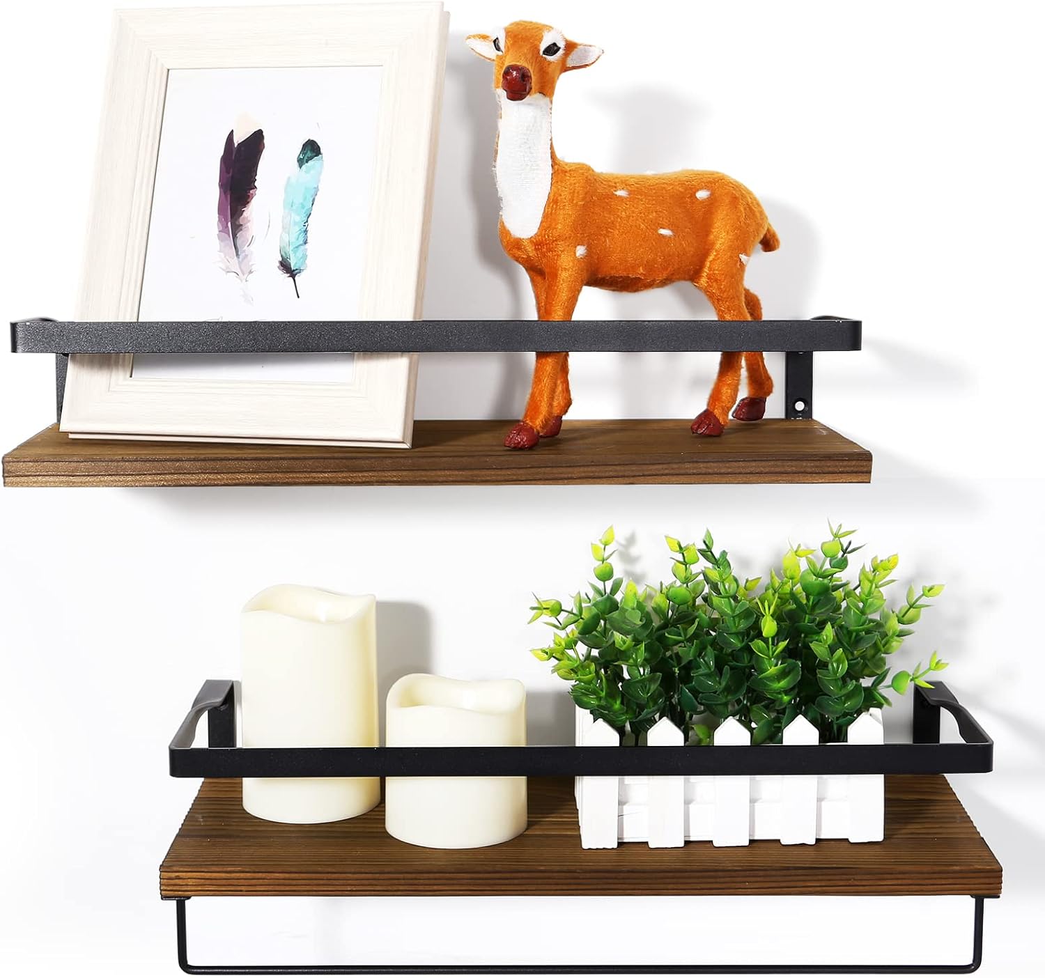 AGM - étagères murales bois, 2 pièces, 60x15cm, charge 15kg, AGM