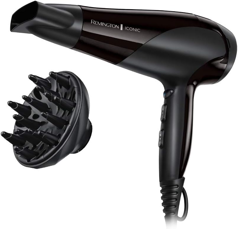 Remington - Sèche-cheveux Ionic Dry - 2200W, léger, 3 temp., 2 vitesses, D3198