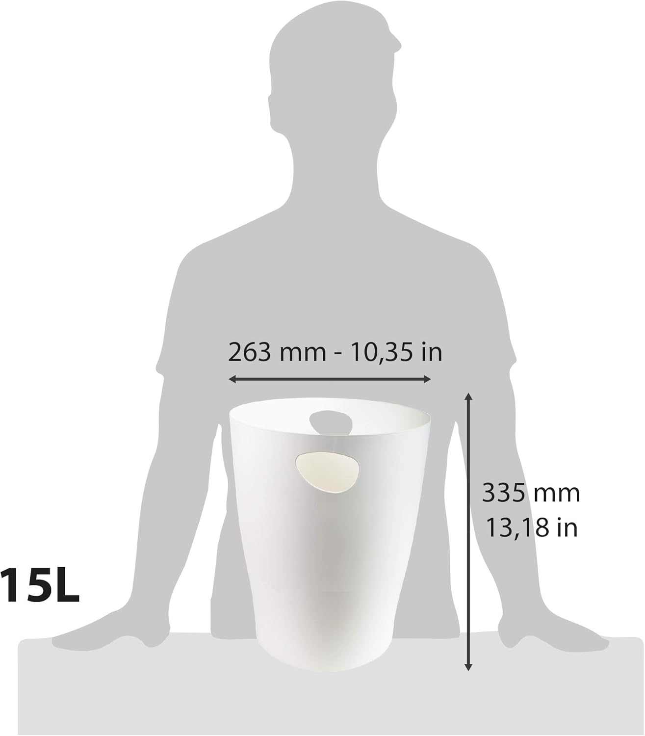 Exacompta - Ecobin poubelle 15L, poignées, blanc opaque, 26,3x33,5cm 45313D