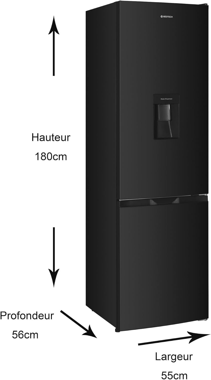 GEDTECH - réfrigérateur combiné 262L, congélateur bas, classe E, GCB262BL