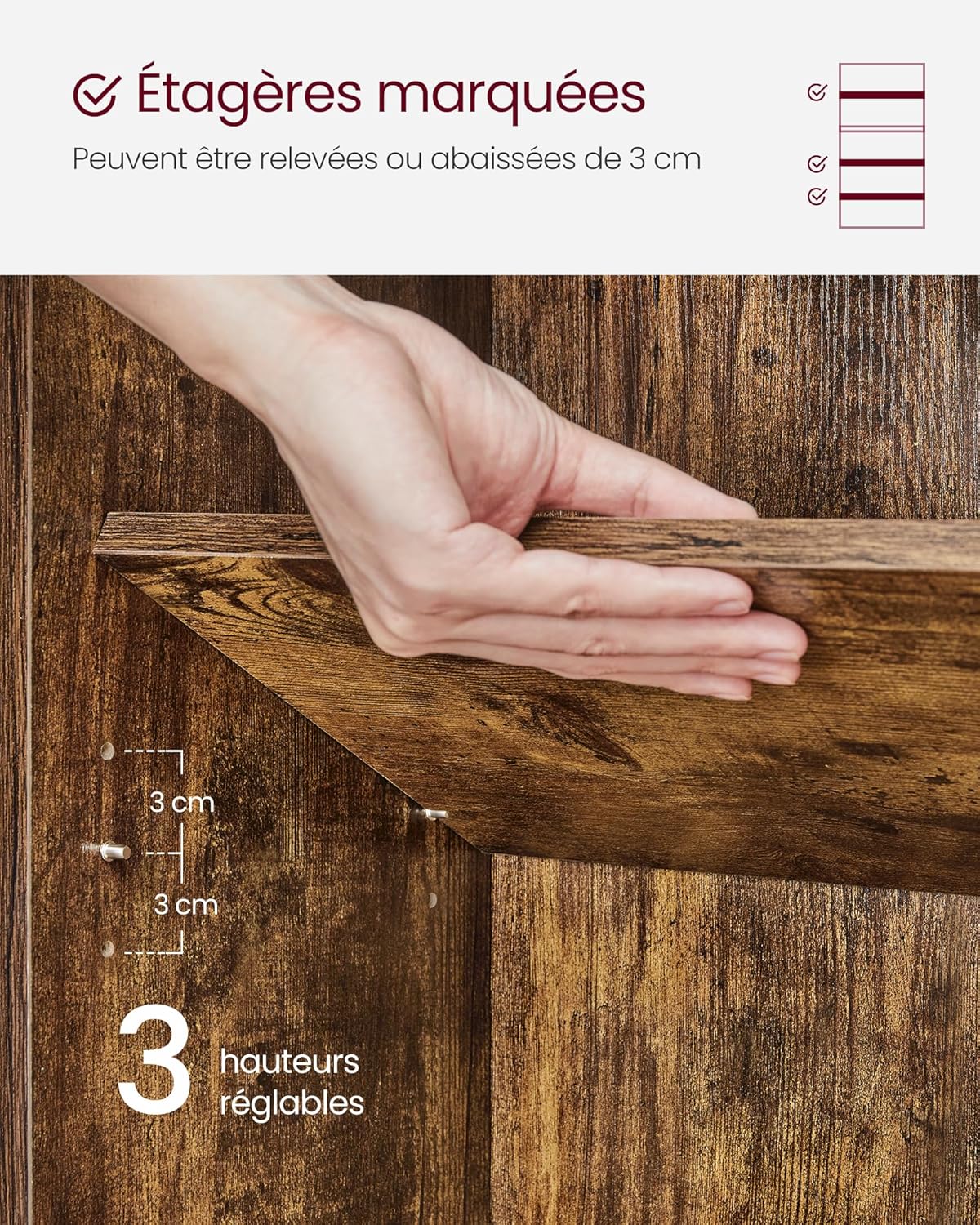 VASAGLE - Bibliothèque (LBC165X01) - 24x60x134,2 cm - 5 niveaux, marron rustique