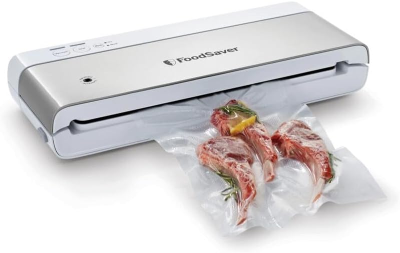 FoodSaver - machine sous vide compacte, inox/blanc, rouleau et sacs inclus, VS0100X