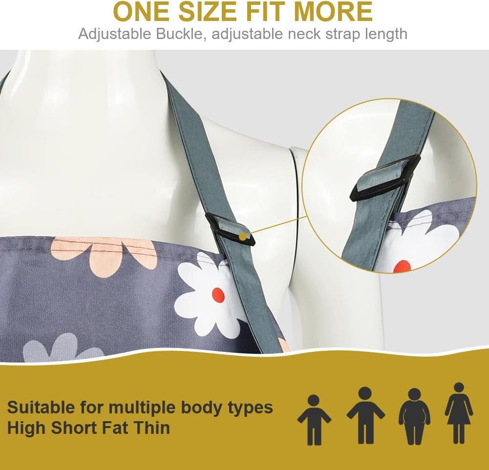 Vicloon - tabliers floraux, réglables, imperméables, 3 pièces, poches