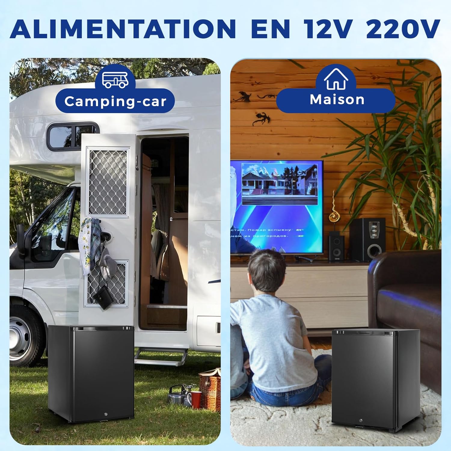 Smad - Frigo camping-car 40L - 12V/220V, serrure, noir