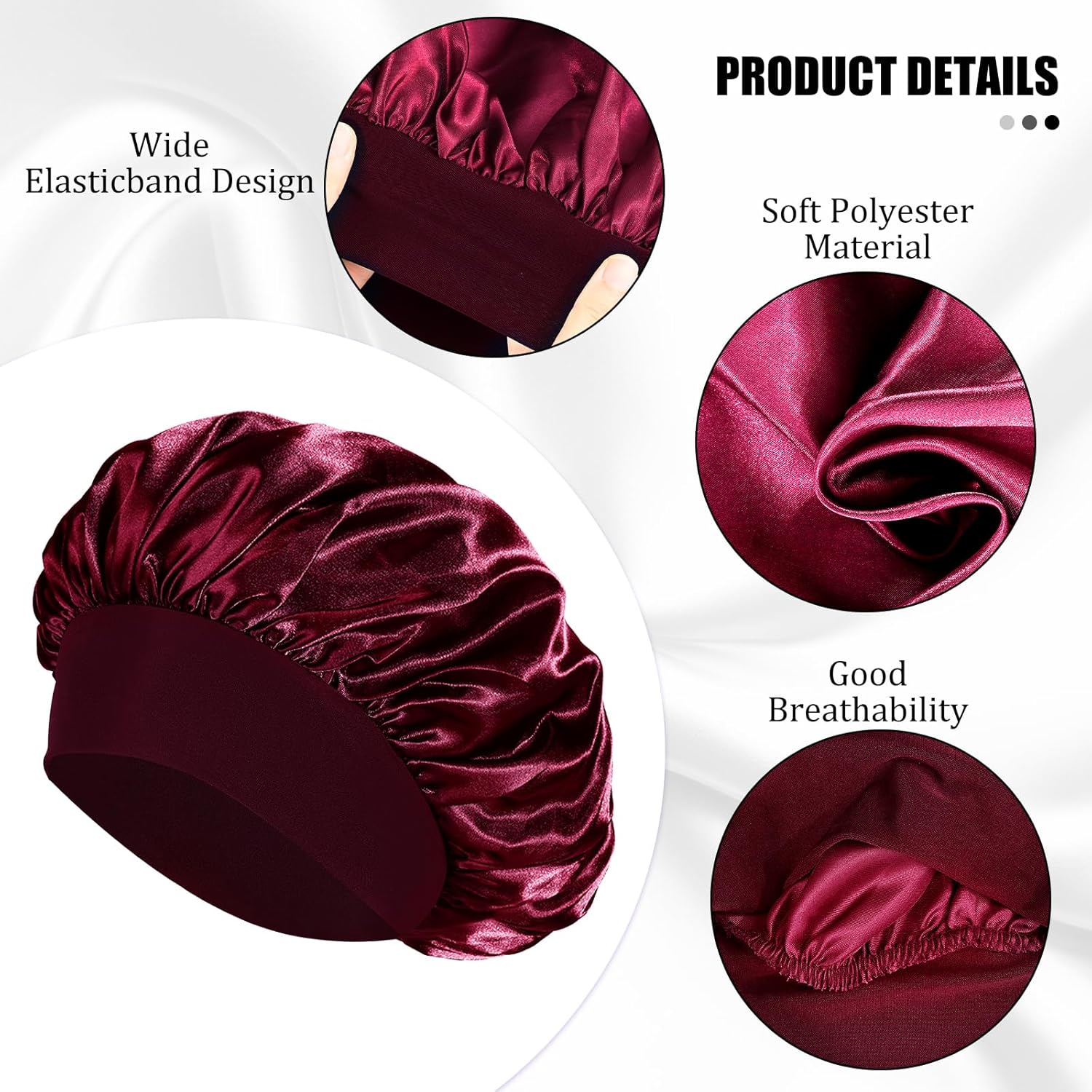 Bonnet satin cheveux nuit - élastique, soin, soie - confort nocturne