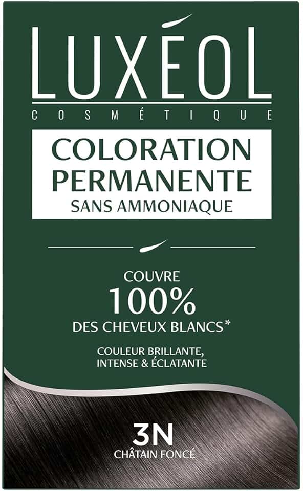 Luxéol - Coloration 3N Châtain Foncé - 60ml - couvre 100% cheveux blancs sans ammoniaque