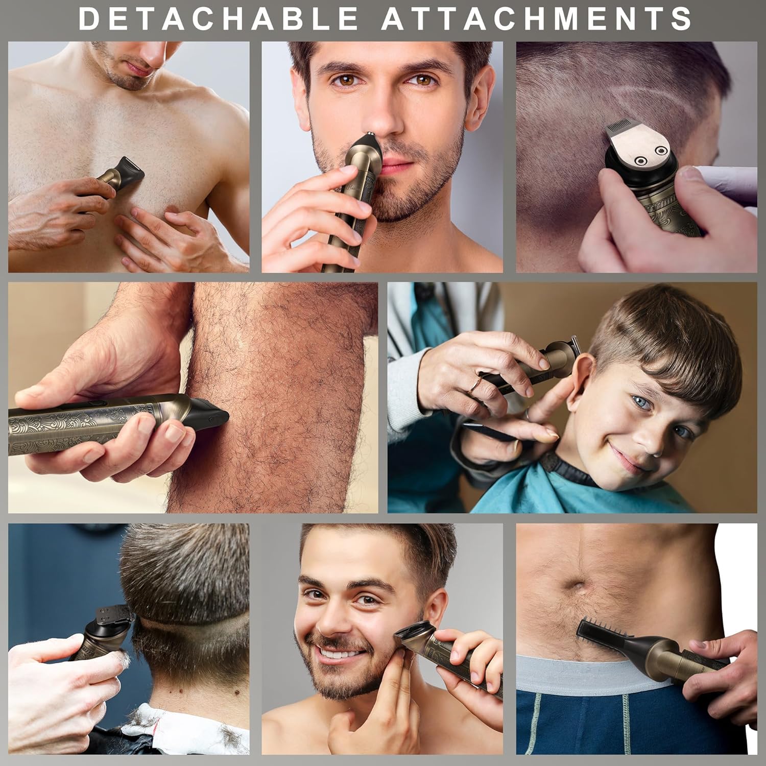 Hatteker - tondeuse barbe et cheveux 8 en 1 - lame en T, rasoir électrique, accessoires précision