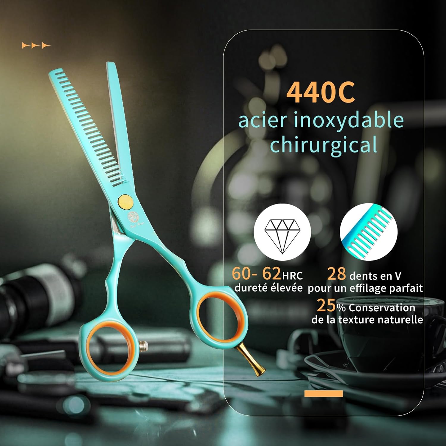 Purple Dragon - ciseaux de coiffure pro - 13,97 cm - vert, lames ultra-tranchantes