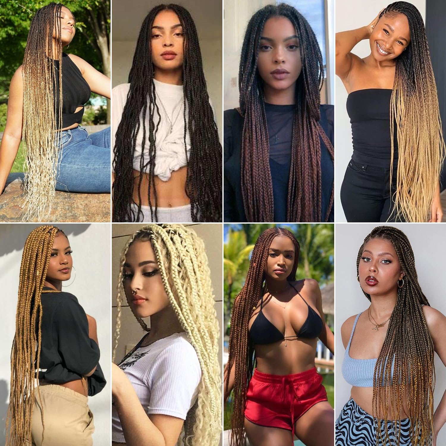 Extensions cheveux synthétiques - lot de 6 - 76 cm - doux, sans nœuds, ombré Yaki T1B/30
