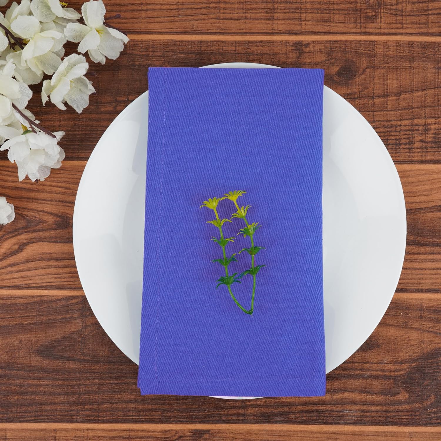 Sweet Needle - serviettes de table surdimensionnées - 45x45cm - coton épais royal bleu, coins arrondis, lot de 12