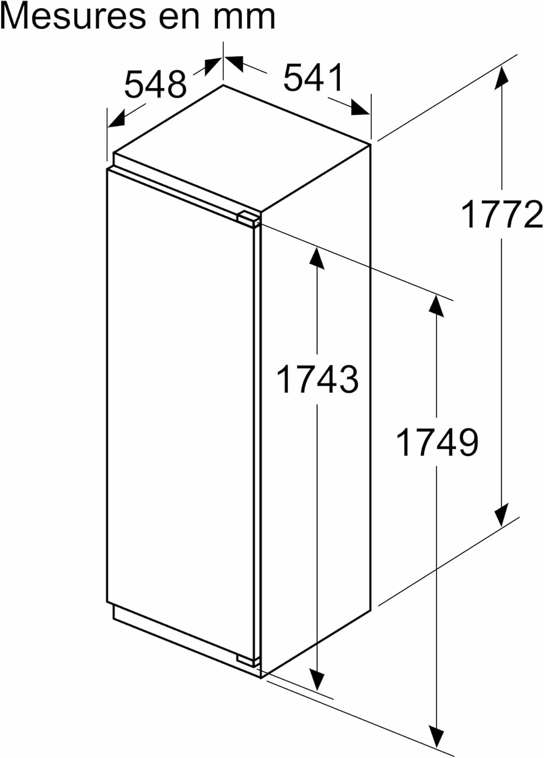 Bosch - réfrigérateur 1 porte Série 4, 310L, encastrable, 177x54cm - KIR81VFE0