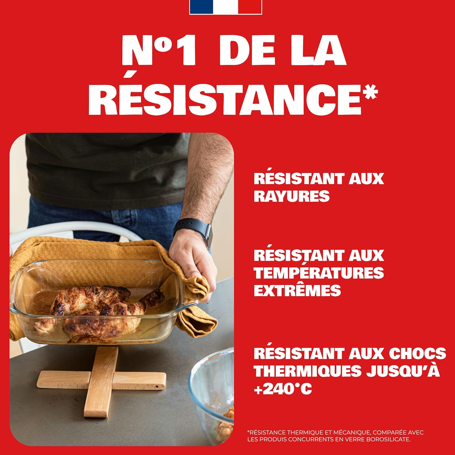 Pyrex - Plat à Four rectangulaire 39x25 cm - Verre borosilicate, ultra-résistant, poignées ergonomiques