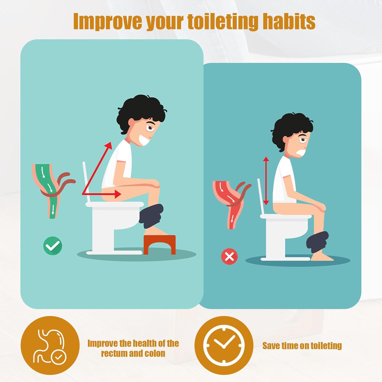 Tabouret toilette pliable - forme C bambou, ergonomique, anti-constipation, portable, pour adultes et enfants