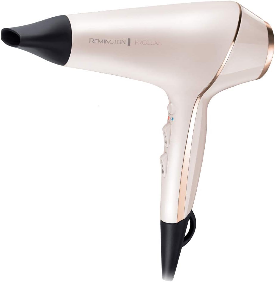 Remington - Sèche-cheveux PROluxe - 2400W, ionique, OptiHeat, 3 temp., 2 vitesses, 3 concentrateurs, diffuseur - AC9140