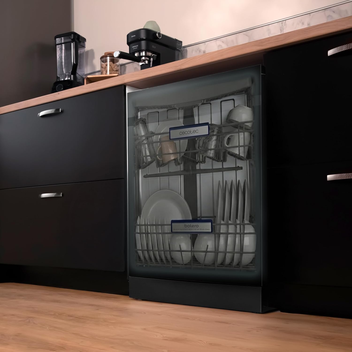 Cecotec - Bolero Aguazero (6620 Full-BI) - 60cm - 15 couverts, 8 programmes, écran FullColor, moteur Inverter, Turbo Dry