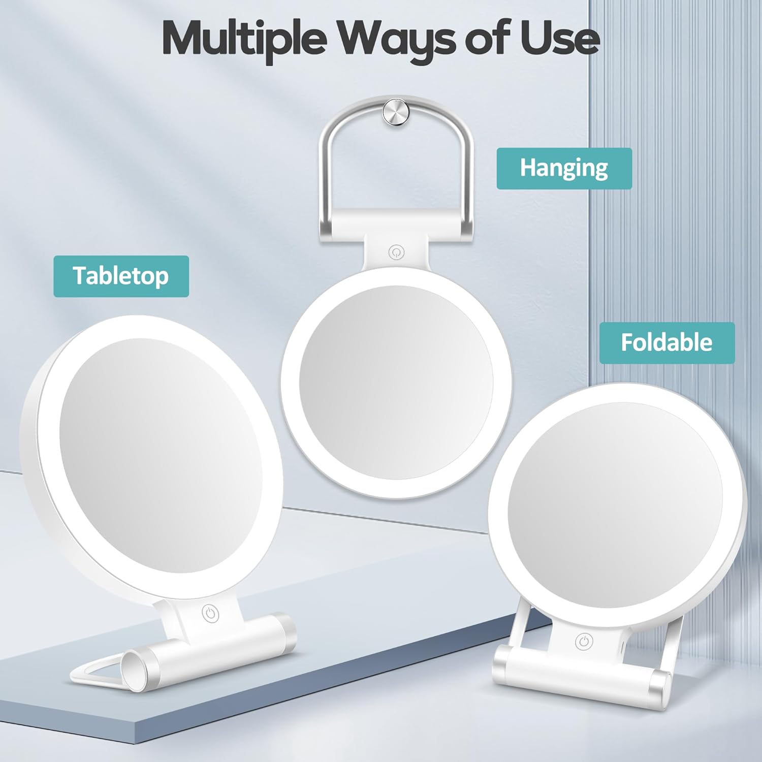 B Beauty Planet - miroir double face, 1X/30X, LED, pliable, 2000mAh